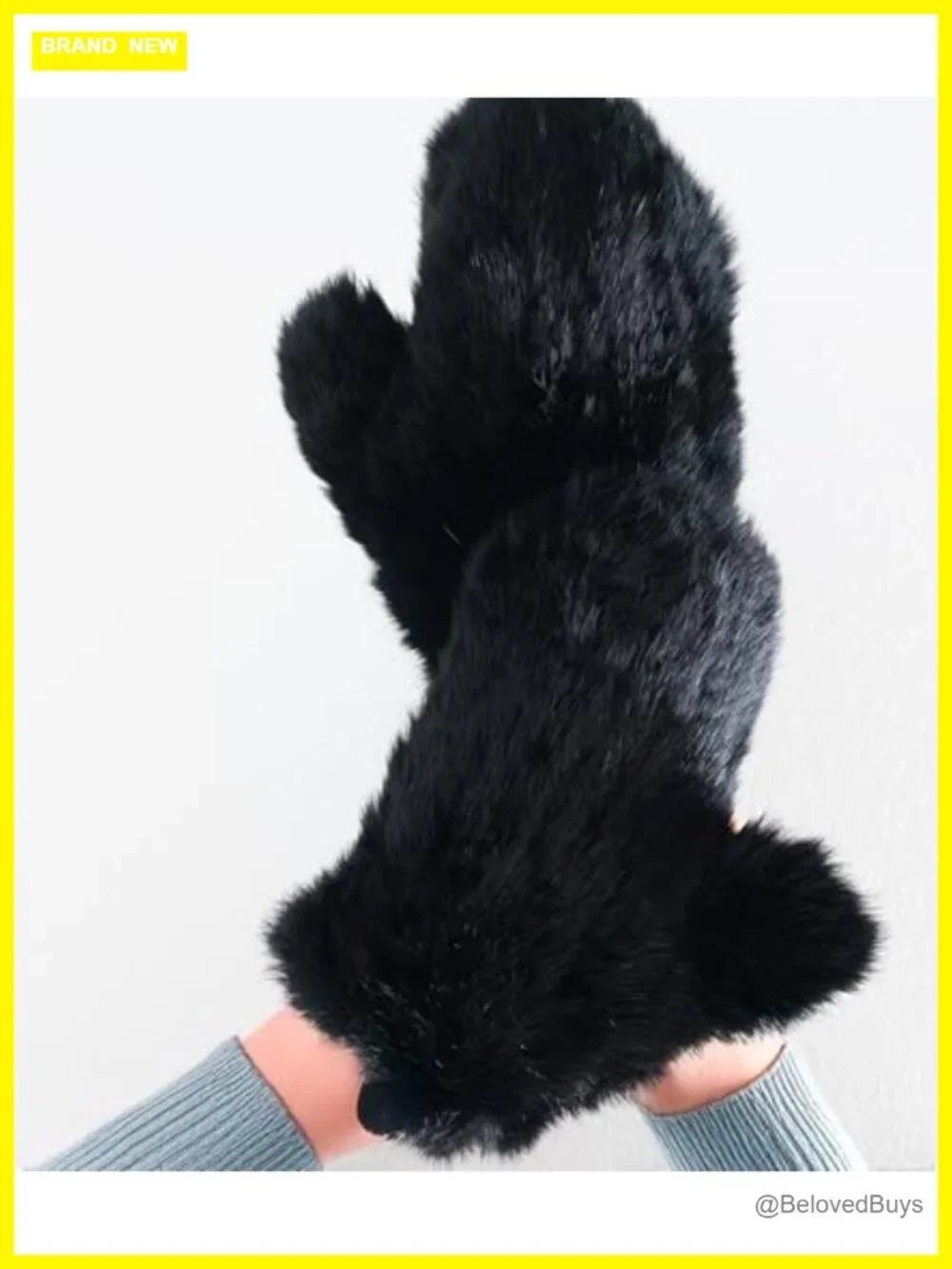 Genuine Rabbit Fur Headband & Mittens Bundle - Unisex Winter Snood, Neck